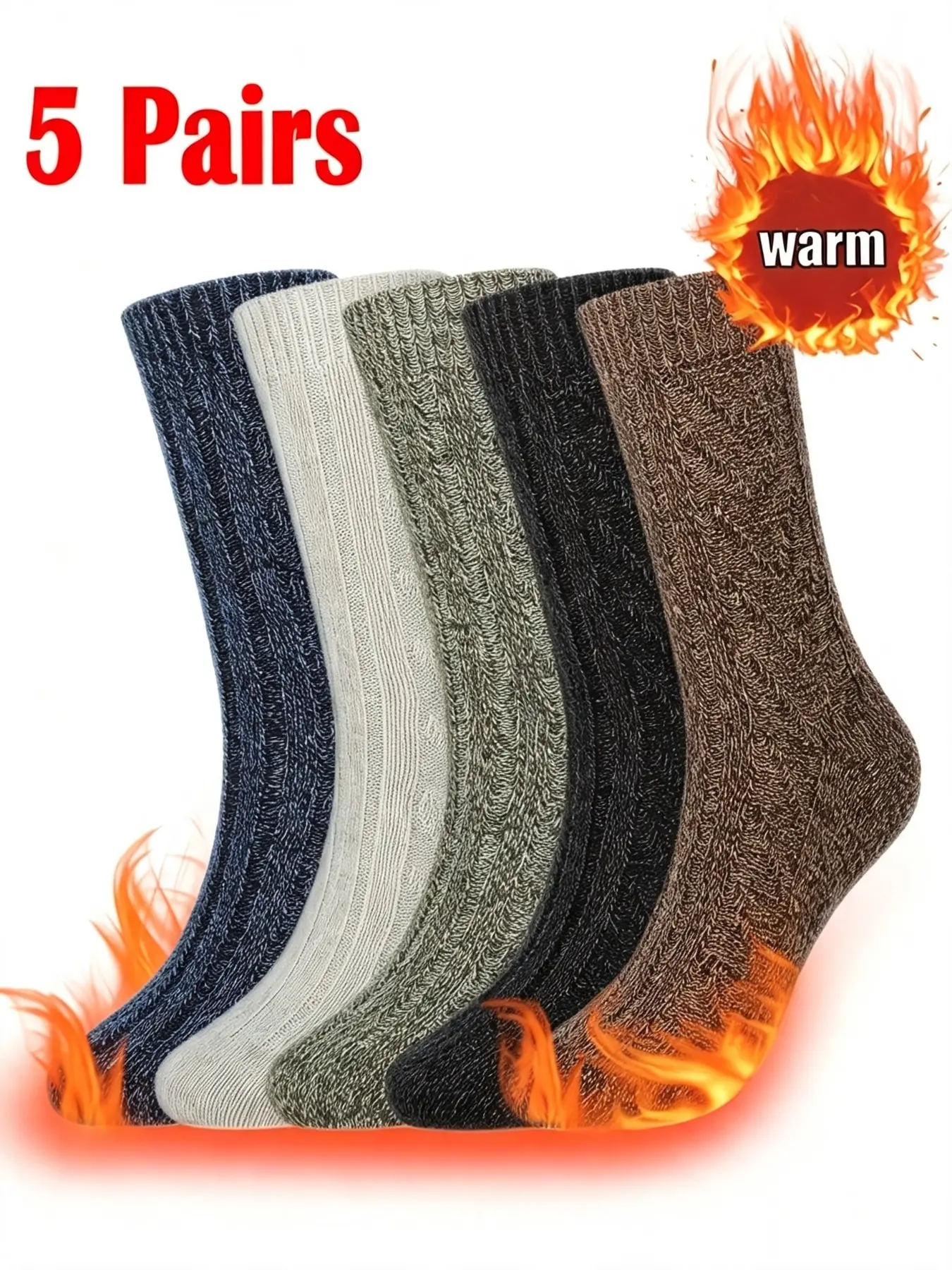 5 Pairs Women's Comfortable Breathable Warm Socks, Christmas Gift Socks, Outdoor Winter Sports Socks, Hiking Boot Socks