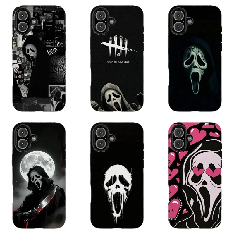 Dark Aesthetic Ghostface Scream Print Phone Case,For iPhone 11 12 13 14 15 16 17 pro max for Samsung S26 S25 S24 S23 S22 S21 phone Cases,Gifts For Fans Men Women,phone cases