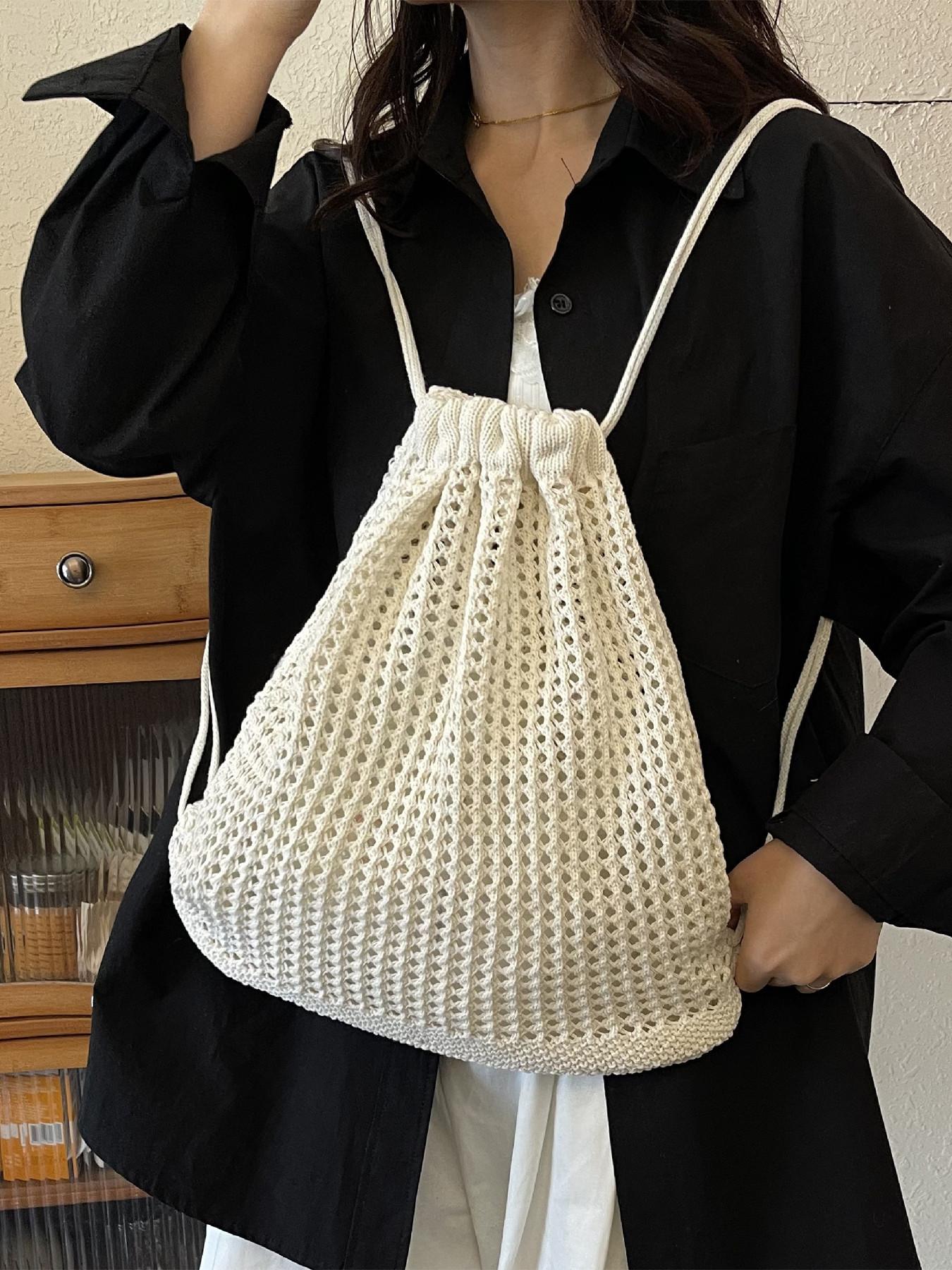 Solid Color Large Capacity Drawstring Backpack, Casual Versatile Bag for Daily Use, Stylish and Functional Travel Bag, Adjustable Shoulder Straps