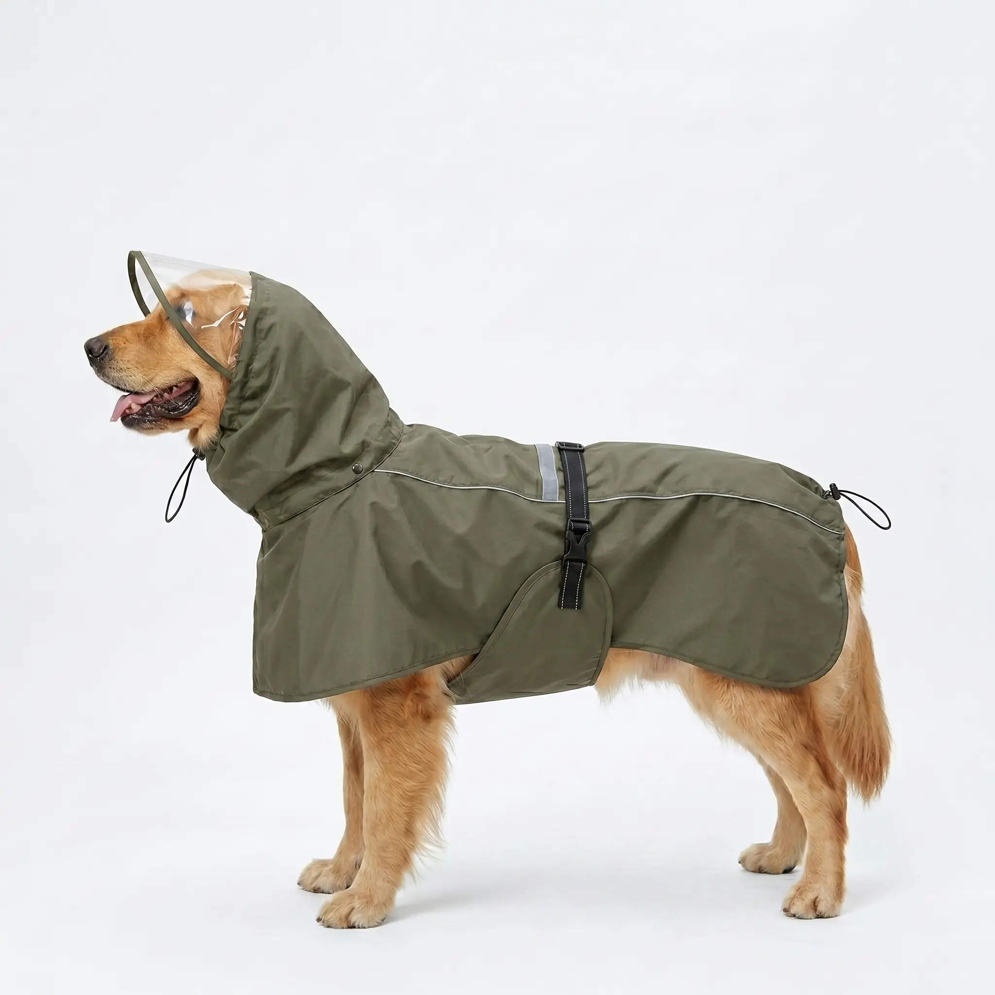 Koogal Waterproof Raincoat for Dogs, Adjustable Waistband, Reflective Strips, L-6xl, Fits 5-126 Lbs, Detachable Hat, Night Safety