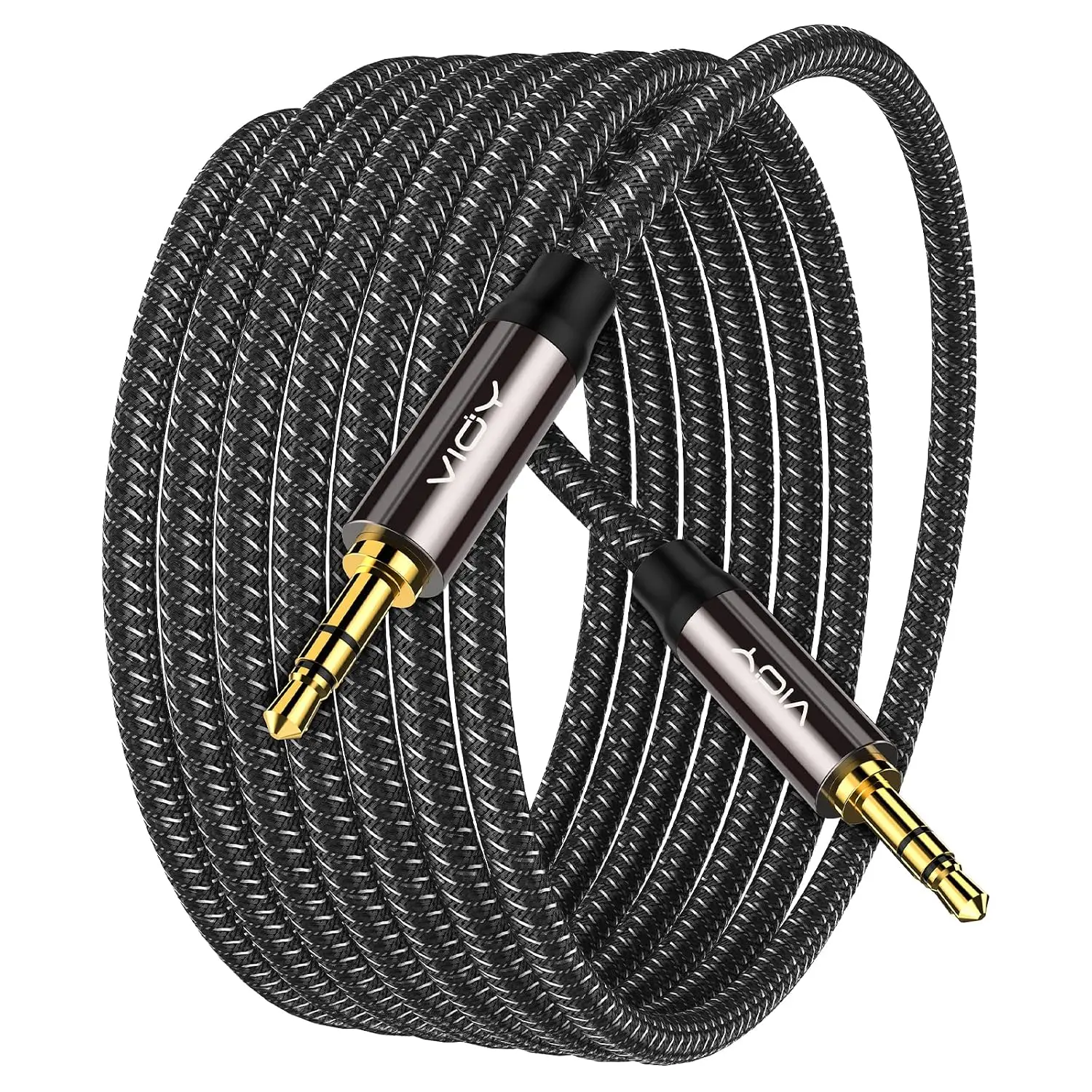 Aux  (3.3 ft), [Copper Shell, Hi-Fi Sound] 3.5 mm Male to Male Braided Auxiliary Cord Compatible with Headphone, Smartphone, / Stereo, Speaker, Echo &