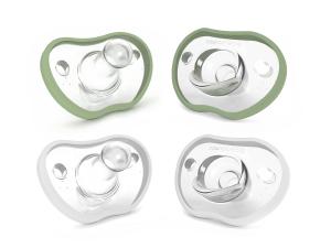 Baby Pacifiers 0-3 Month - Orthodontic, Curves Comfortably with Face Contour, Award Winning for Breastfeeding Babies, 100% Silicone, Perfect Baby Registry Gift 2pk,Grey