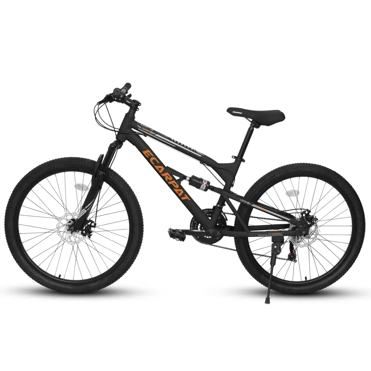 Black 26 Inch Steel Frame Mountain Bike 68"L*27"W*38"H, 21 Speed Drivetrain Dual Shock Absorbing Mountain Bicycle, Front Rear Double Disc Brakes, 26*2.325 Inch Anti-Slip Puncture Resistant Tires, Unisex Outdoor Cycling Bike