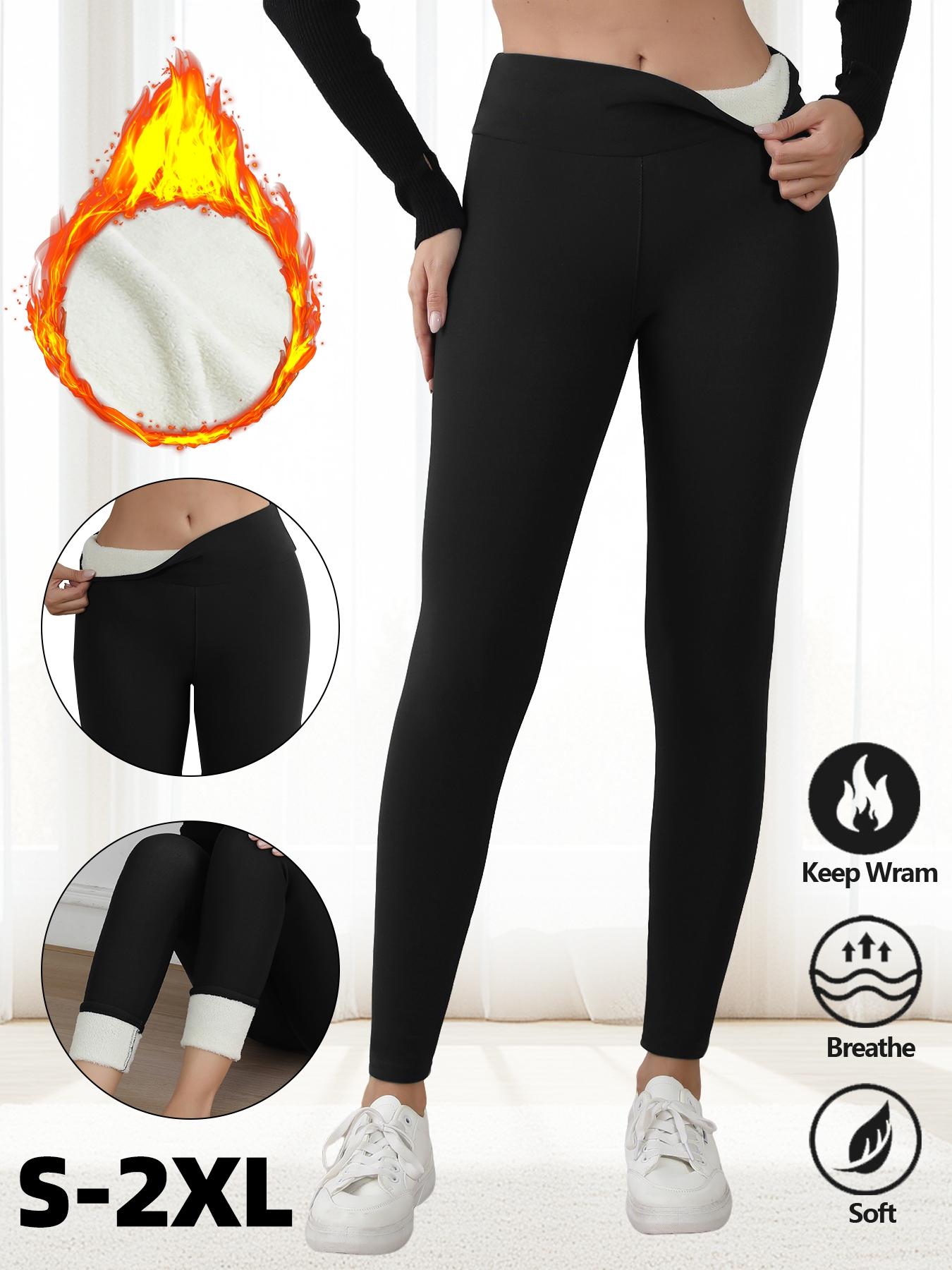 Women's Winter Warm Fleece Lined High Waist Elastic Comfortable Skin-Friendly Breathe Sporty Leggings, Plus Size Casual Thickened Pants