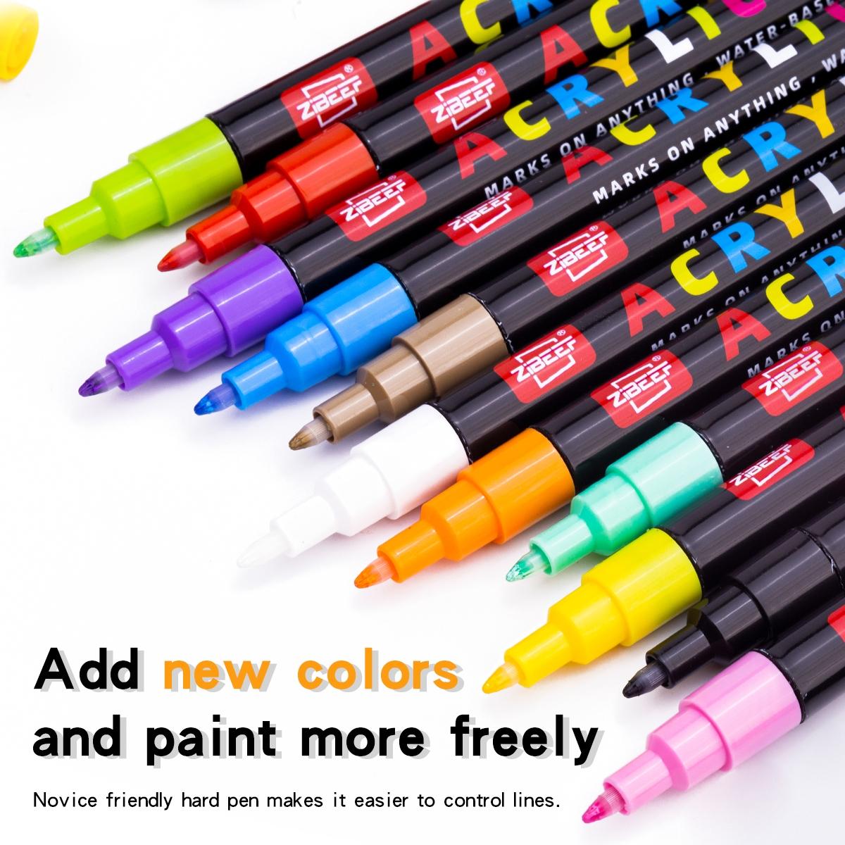 Acrylic Paint Marker Set, 16pcs/set Fine Tip Acrylic Paint Pen, Waterproof & High Saturation Paint Marker for Wood, metallic, Plastic, Canvas, Fabric, Glass, Ceramic, Acrylic Drawing Markers