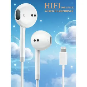 1PC Wired Lightning Earbuds, Bluetooth-Connected In-Ear Headphones with Mic & Volume Control, HiFi Stereo Audio Earphones (Phone Bluetooth Must Be Turned On), for iPhone/iPad/iPod, Ideal for Daily Commute, Gaming & Music Listening