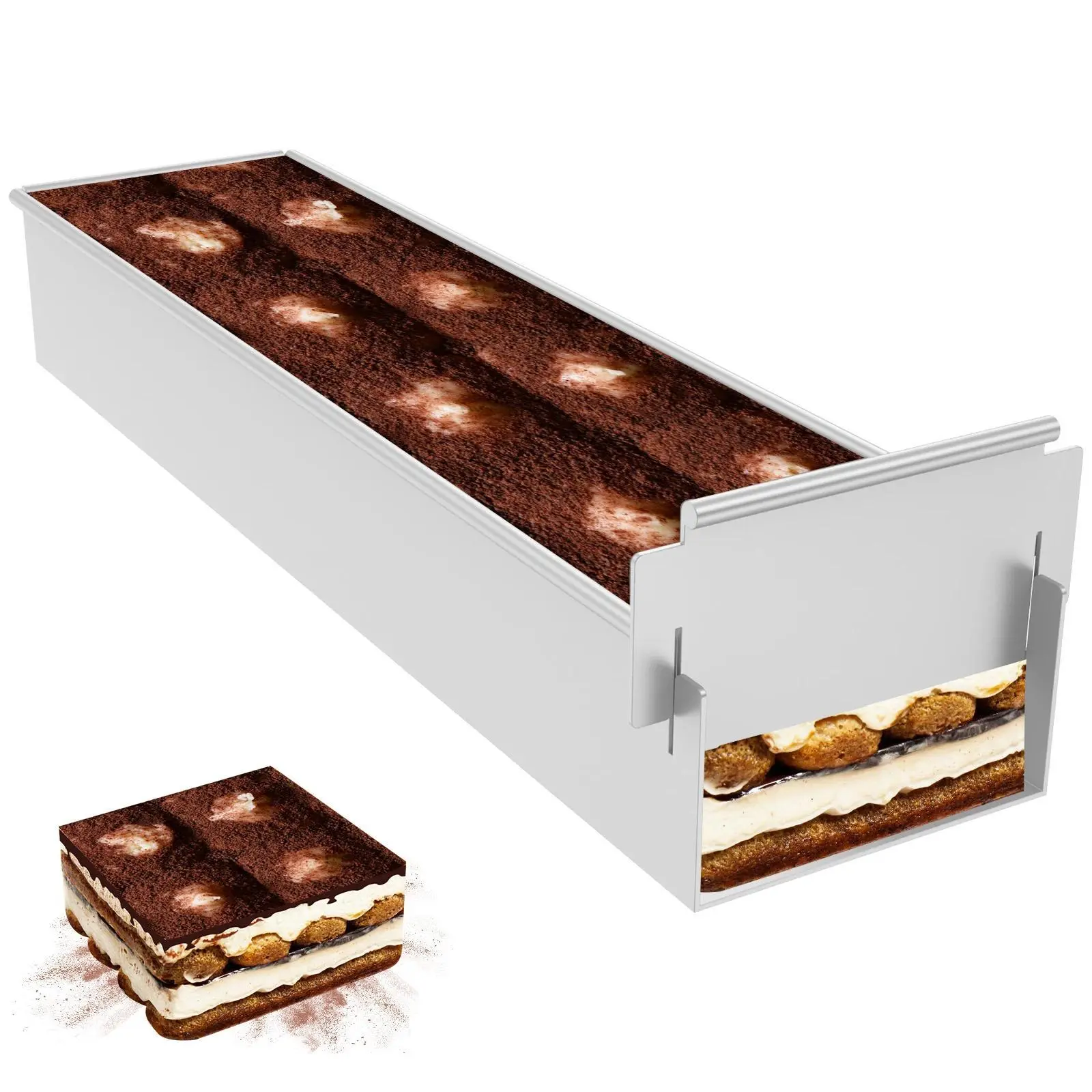 Rectangle Cake Pan Nonstick Tiramisu Pan Cake Baking Tray Aluminum Alloy Tiramisu Dessert Making Molds Multifunction Cheesecake