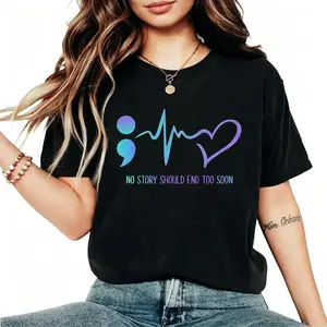 "No Story Should End Too Soon Suicide Prevention Mental Health Awareness Support Graphic Tee" Graphic Unisex Tee |   All-Season Breathable Top