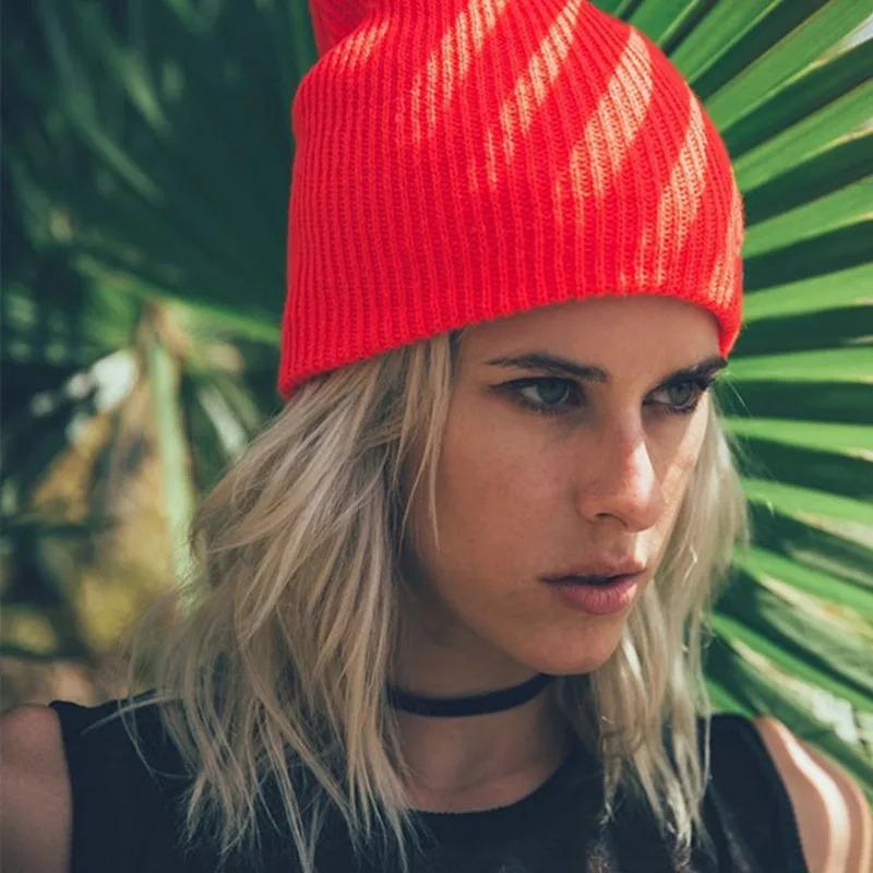 Hot Sale Unisex Casual Beanie Hat Men Women Basic Knitted Winter Hat Streetwear Beanie Cap