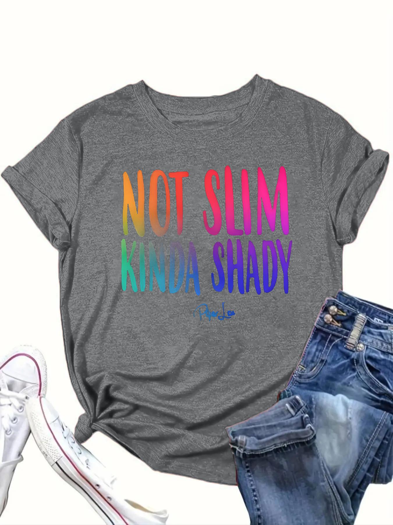 【Plus Size】 Letter Print Round Neck Tee, Casual Short Sleeve Crew Neck T-Shirt for Daily Wear, Women Clothing for All Seasons