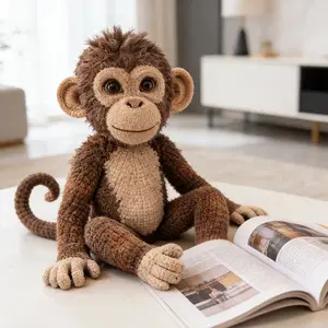 Monkey Crochet Kit for Adults, DIY Craft Set with Step-By-Step Tutorial, Perfect Gift for Birthdays, Halloween, Christmas, Home Decor