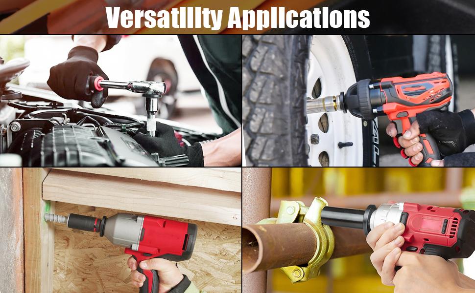 2PC Socket Adapter Set, Low Profile Impact Insert Drive Ratchet Adapters for Tight Spaces, 1/4" to 3/8", 3/8" to 1/2"