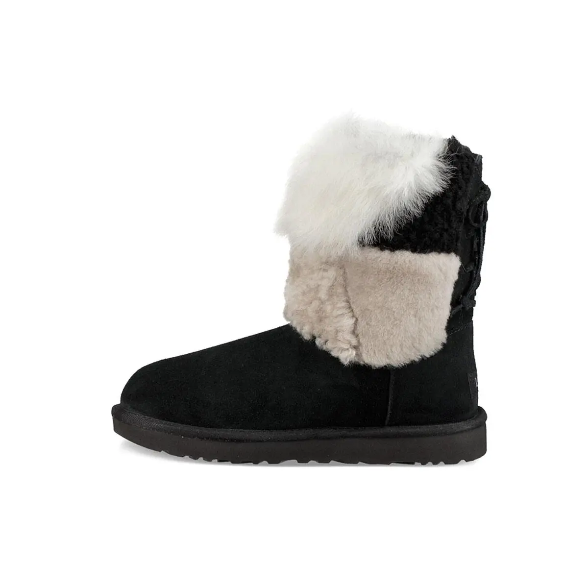 UGG Classic Short Patchwork Fluff Warm Comfortable Fleece Snow Boots 1098071-BLK