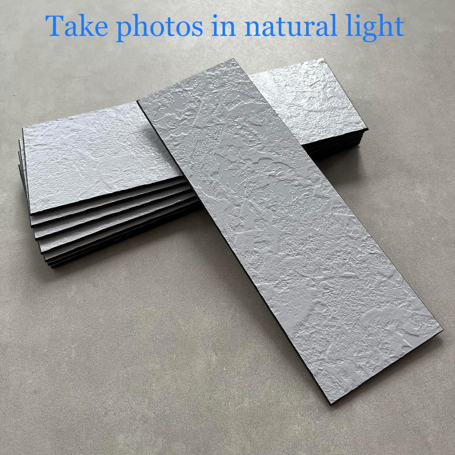 40 count Peel and Stick Backsplash, 3" x 9" SPC Wall Tiles, Upgraded Structured Soft Glossy  White Slate with Black Grout Backsplash Stick on Tile for Kitchen, Bathroom, Fireplace, RV