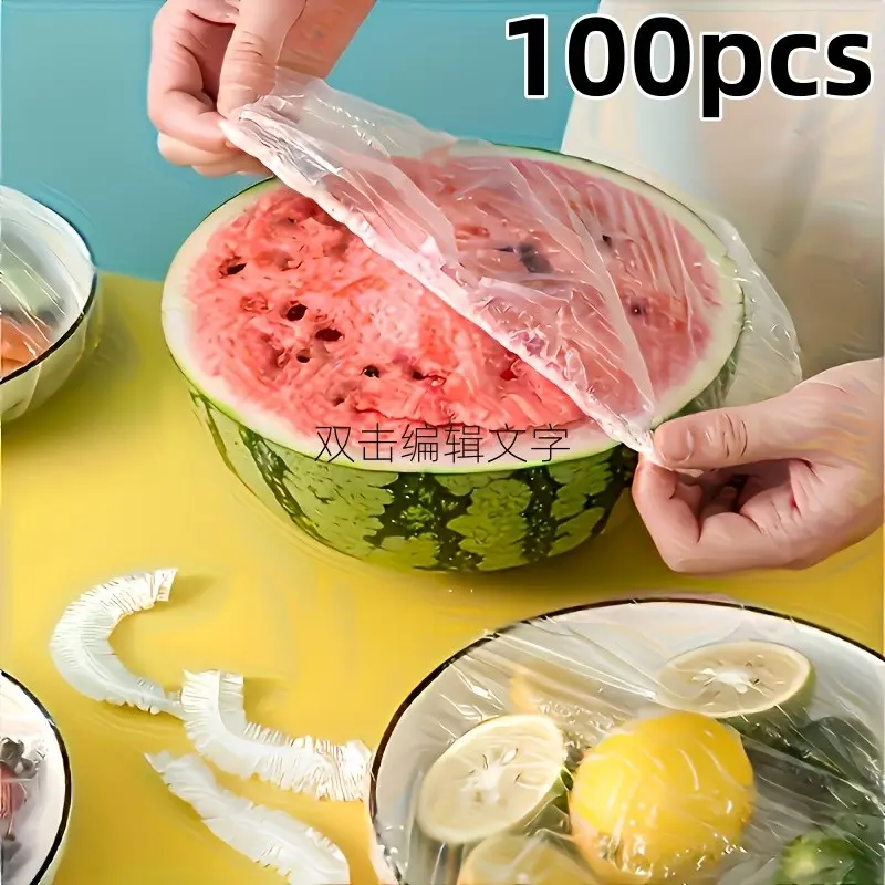 100pcs Food Grade Microwave Safe Plastic Packaging Film, Reusable Sealant Cover, Food Covers for Food Storage, Kitchen, Picnic, BBQ, Transparent Dustproof Lid
