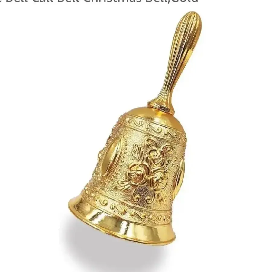 Gold Bell Shape Hand Bell – Decorative Desktop Ornament & Call Bell, Spiritual Meditation Gift, Costume Jewelry Charm for Wedding, Ritual & Home Decor