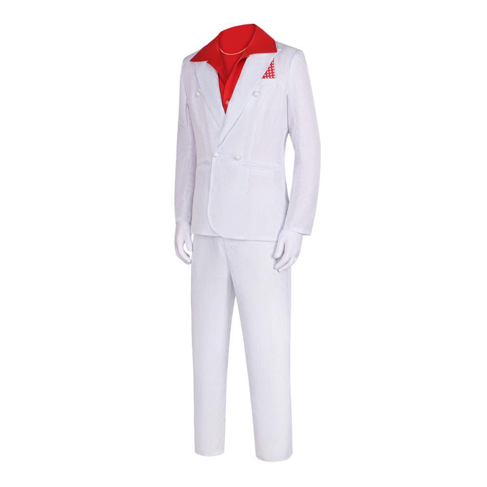 1983 Movie Scarface Al Pacino Cosplay Men White Suit Red Shirt Costume Accessories Outfits Halloween Roleplay Men Carnival Party
