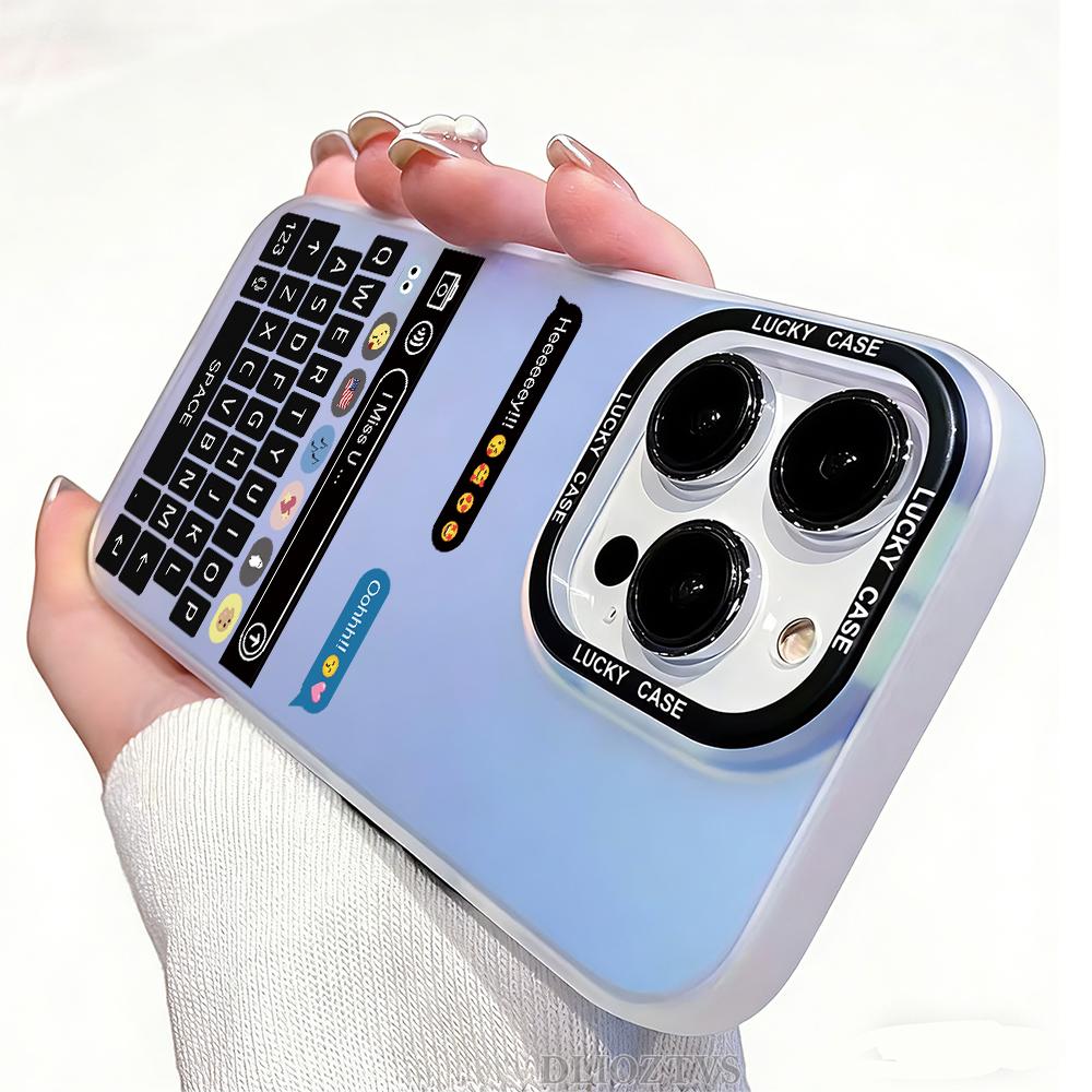 Couple on SMS Interface Pattern Color-Changing Mobile Phone Case for iPhone 17 Pro Max 17Air 16 Plus 15 14 13 12 11 Shockproof Protective Case Color Changes with Angle