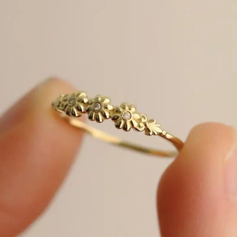 Daisy Flower Forest Ring | Simple Fresh Style Gold Band | New Arrival