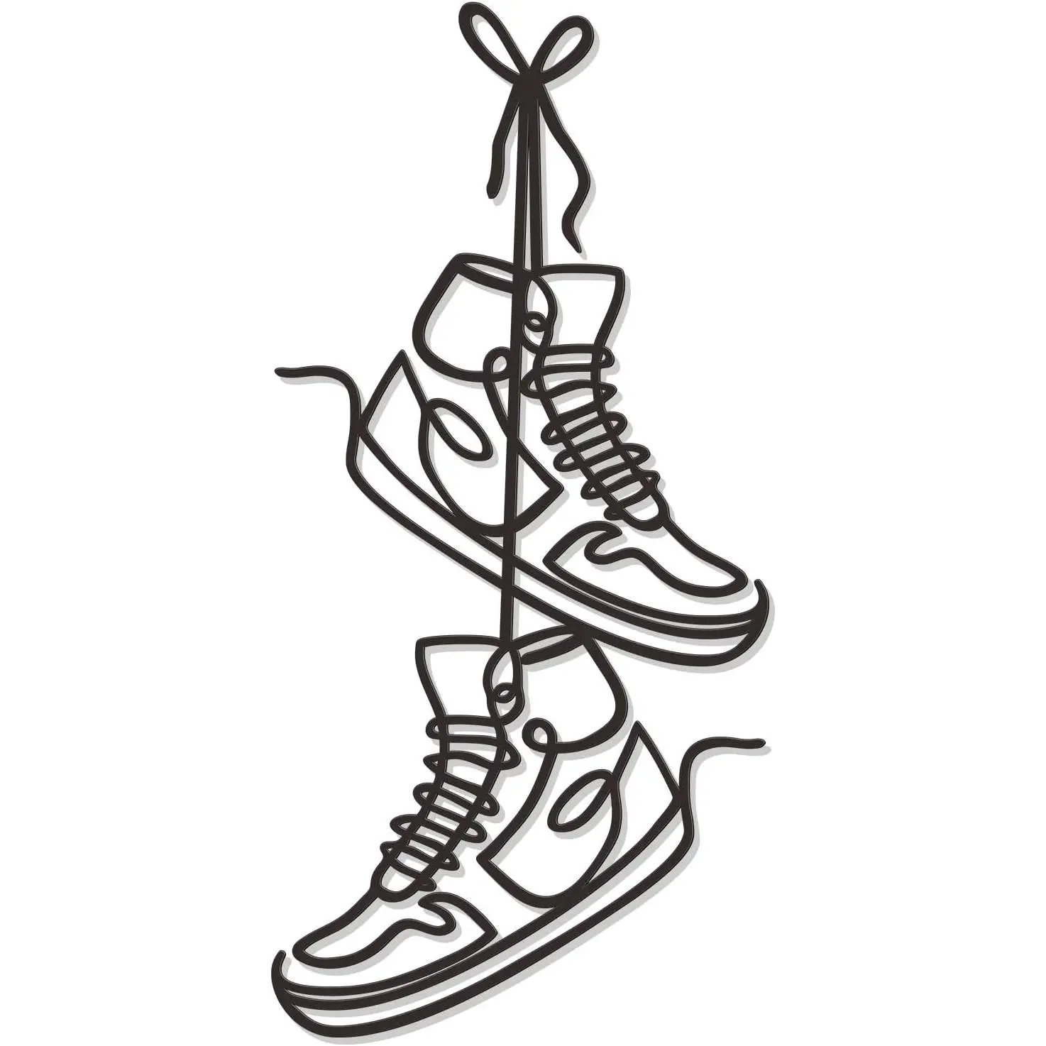 Large Sneaker Metal Wall Decor for Teen Boys Room, Creative Sports Room Decor for Sneaker Lovers, Modern Bedroom Wall Art for Boys, Unique Graduation Gifts for Teenage Boys (Black)