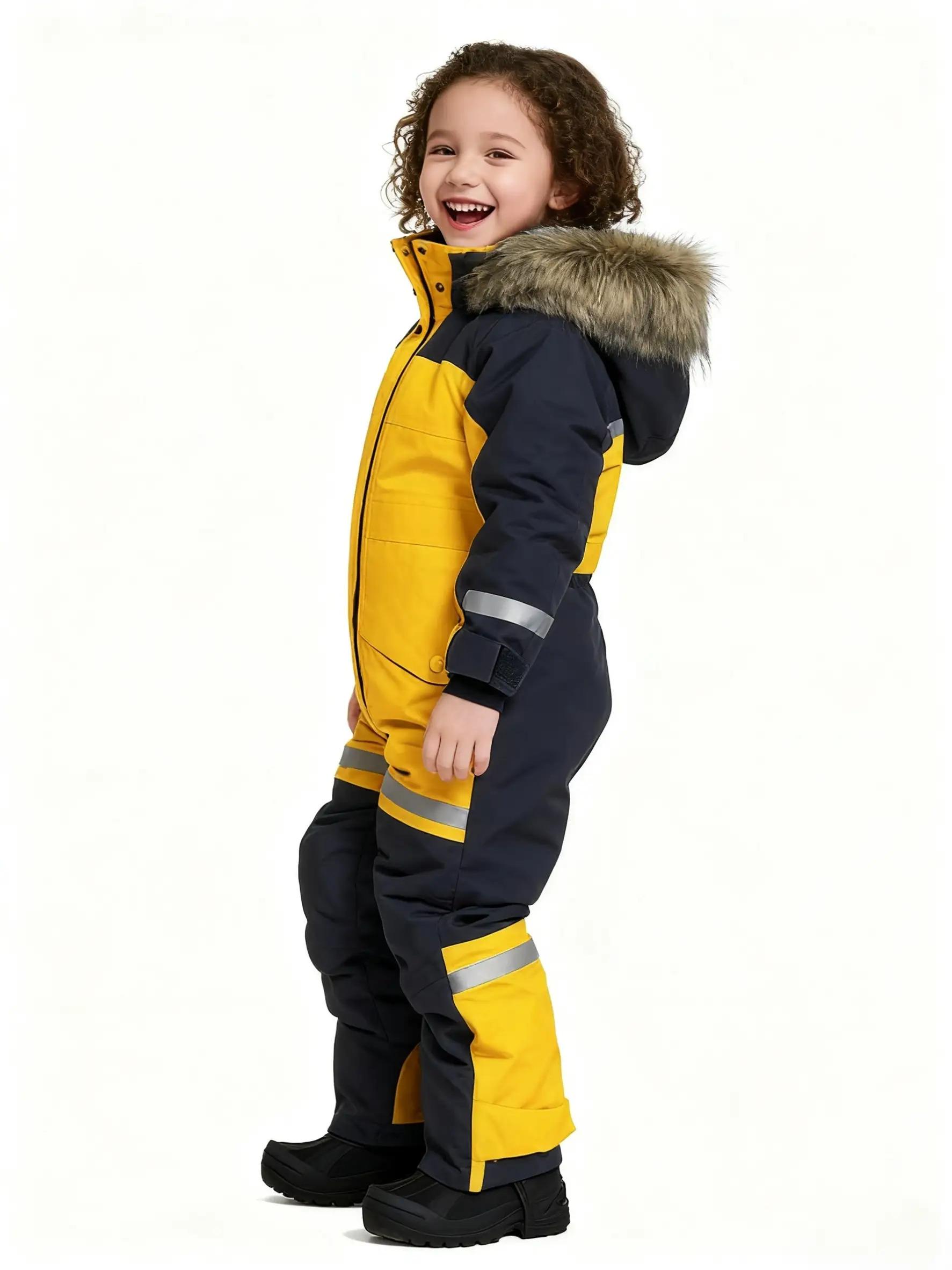 (New)[Windproof Snowsuit] Kids' Winter Ski Jumpsuit, Windproof Loose-Fit Snowsuit with Zipper Design 3-14 Years Old Boys and Girls Outdoor Warmth waterproof warm