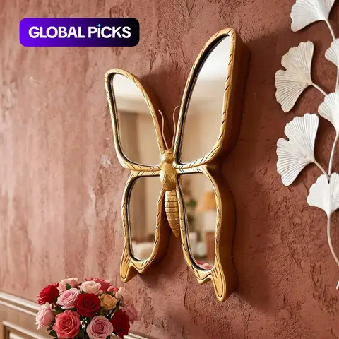 Butterfly Design Wall-Mounted Mirror, Unique Wall Decor, Vintage Resin Butterfly Wall Hanging Decor for Living Room & Bedroom Decoration #GLOBAL PICKS