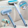 Multi-Functional 4-in-1 Pet Hair Remover Brush, Long Handle Manual Pet Hair Removal Tool, Portable Car Home Glass Scraper for Pet Hair, Fur Removal Tool