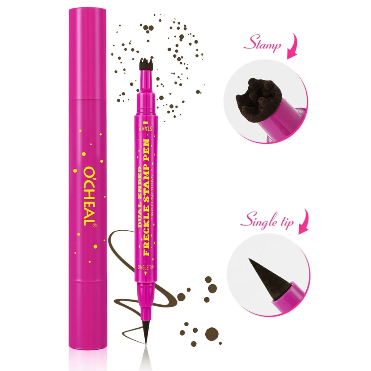 Dual-Ended Freckle Stamp Pen, 2-in-1 Freckle Stamp and Eyeliner, Quick-Drying Long-Lasting Waterproof Formula for Natural Makeup, Easy to Use