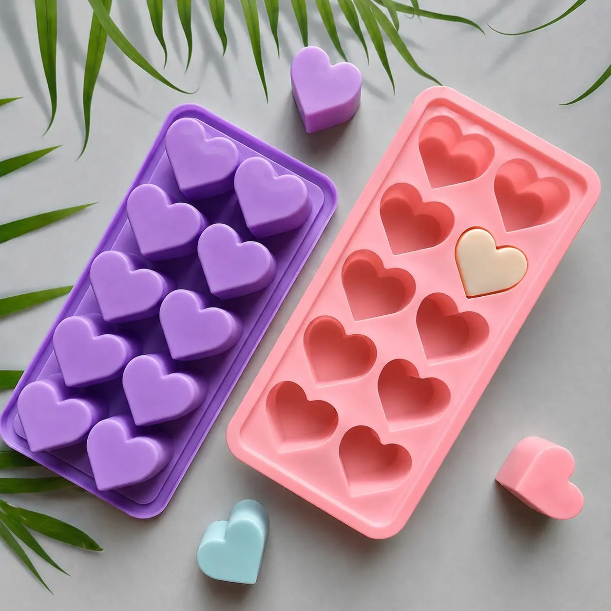 Heart-Shaped Silicone Tray Mold, Perfect for Beverage Chocolate Candy Making, Durable & Flexible Design, Ideal Kitchen Tool