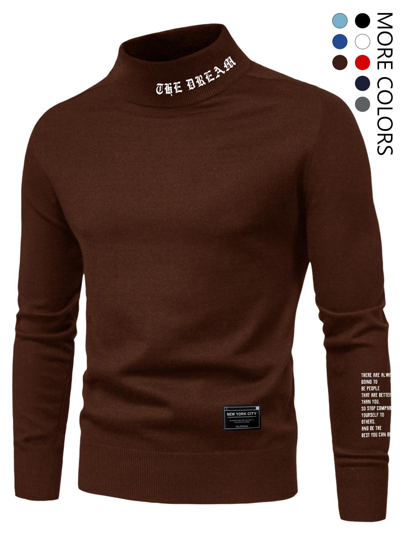 Men's Letter Print Stand Collar Sweatshirt, Regular Fit Casual Long Sleeve Pullover for Fall & Winter, Men's Clothes for Daily Wear