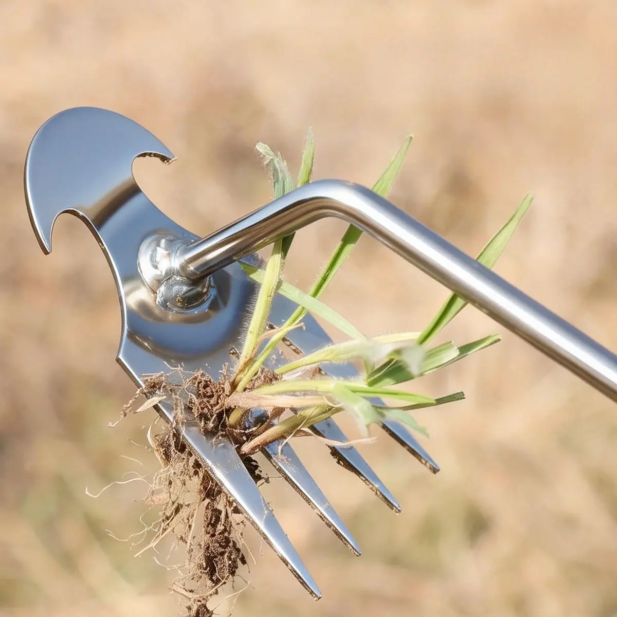 Portable Garden Weeding Tool, 4-Tine Manganese Steel Hand Weeder, Ergonomic Metal Design, Ideal for Vegetable Gardens and Backyard Planting