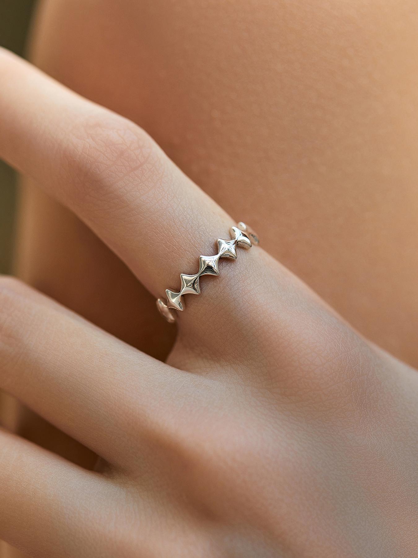 925 Sterling Silver Vintage Star Design Ring, Fashion Accessories for Women & Girls, Trendy All-match & Exquisite Jewelry for Birthday Gift