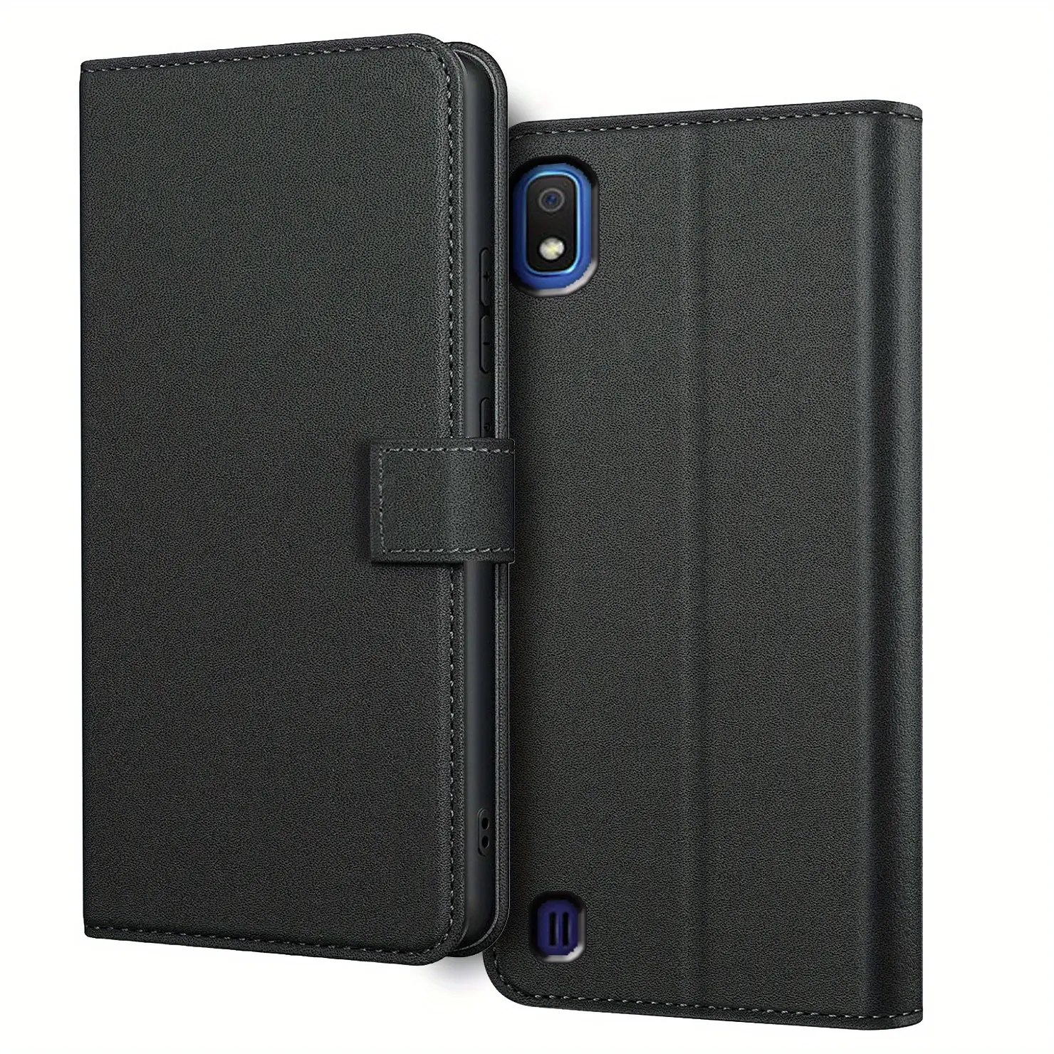 For Samsung Galaxy A10 / Galaxy M10 Case With Kickstand PU Leather Card Slot Black Wallet Flip Protective Phone Case Cover