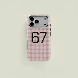 Plaid Digital 67 Print Phone Case, Durable Two-In-One Protection,phone Case Suitable for Iphone 11/12/13/14/15/16/17 Pro Promax Plus Air and Samsung S22/S23/S24/S25 Plus Ultra Fe