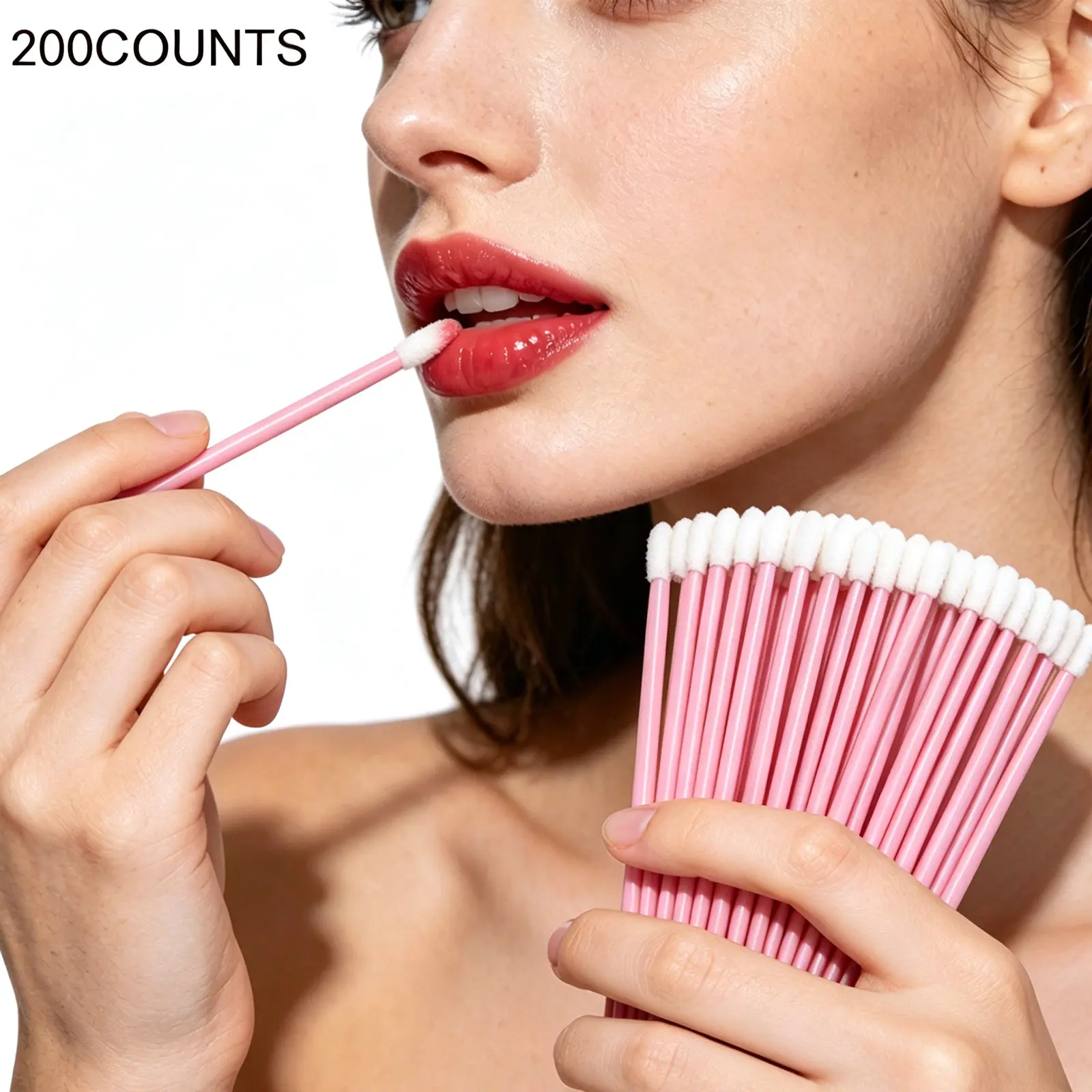 200Counts Lip Gloss Applicators, Lip Brushes, Lipstick and Lip Gloss Makeup Tools, Beauty Set, Professional Makeup Brush Kit, Daily Cosmetics Tools, Precise Lip Applicator Wand, Portable Touch Up Accessories