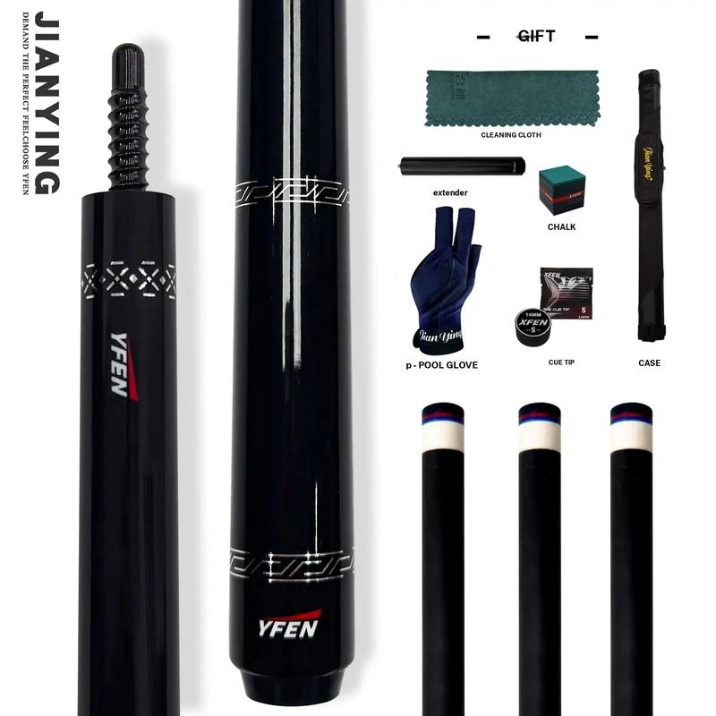2026 new design billiard cue. Inlaying technique carbon fiber 1/2 billiard cue comes with a cue box and accessories. It features a 58 inch, 11.8mm cue tip Comes with cue case + leather tip + gloves + towel + chalk
