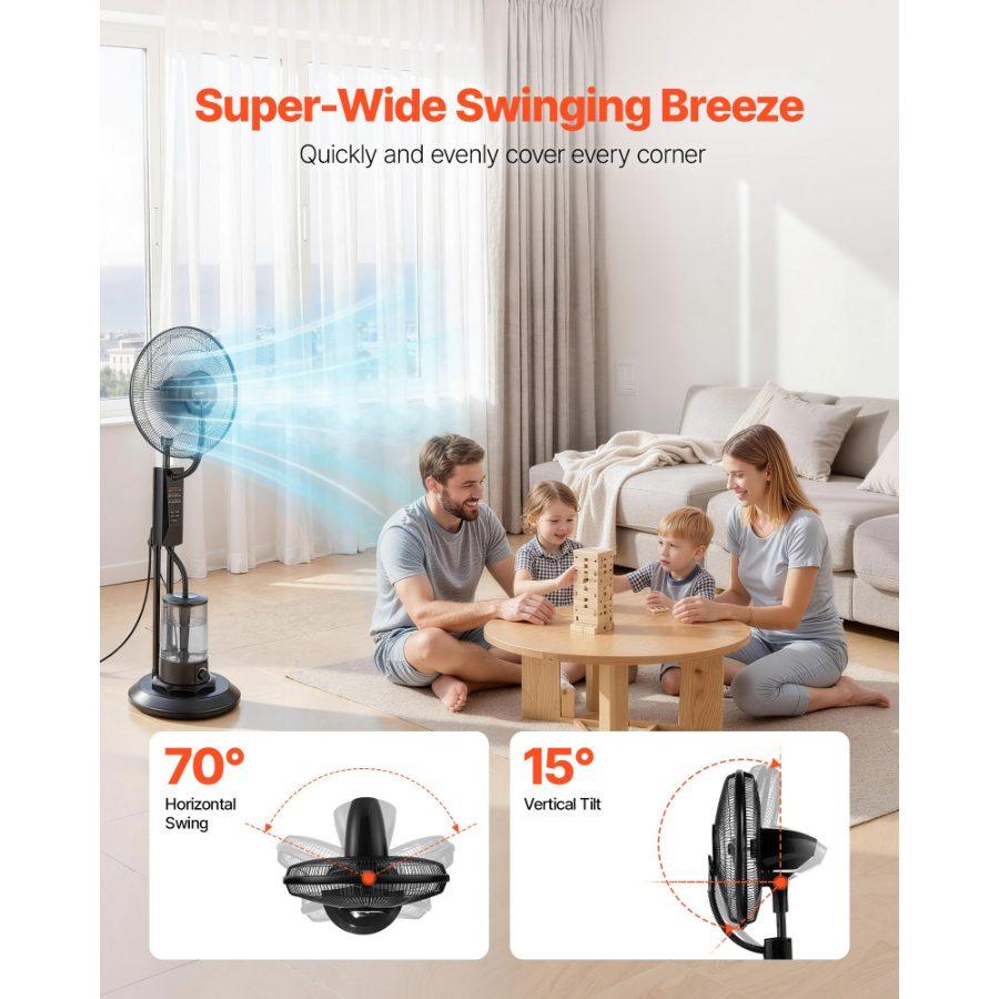 VEVOR Misting Fan, More than 2700RPM Motor Mister Fan, Mister Cooling Fans with 2.38 gal Water Tank, 10000mAh Battery, 4-Speed Wind 5 Lighting Modes, Water Cooling Fans for Indoor, Outdoor, Patio VEVOR Misting Fan, More than 2700RPM Motor Mister Fan, Mister Cooling Fans with 2.38 gal Water Tank, 10000mAh Battery, 4-Speed Wind 5 Lighting Modes, Water Cooling Fans for Indoor, Outdoor, Patio