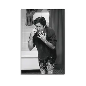 Classic Friends Sitcom Funny Restroom Wall Decor, Black White Ross Geller Humor Canvas Poster, Unique TV Series Artwork, Perfect Wall Accessory for Men Toilet Room Bathroom & Fan Gift