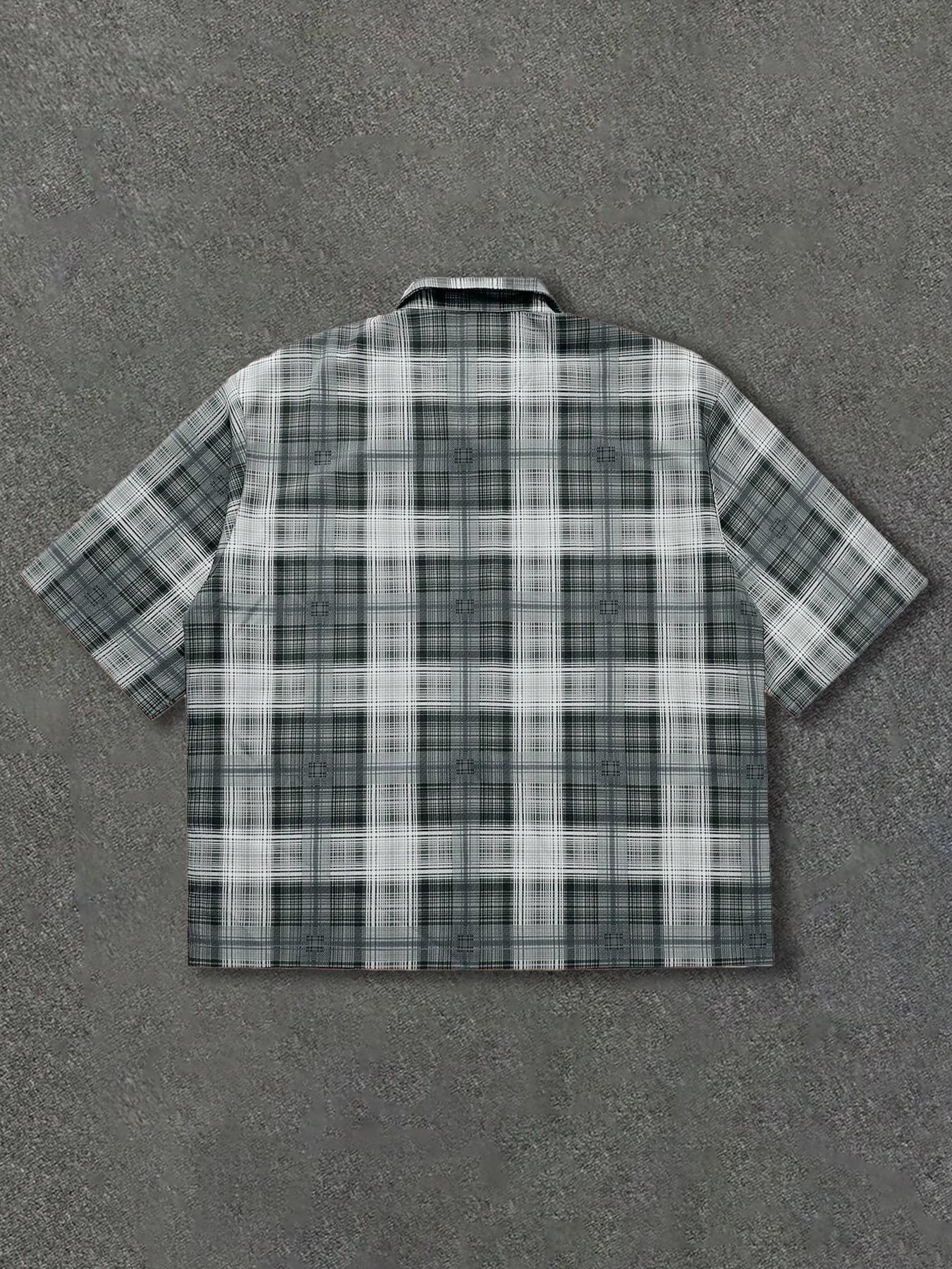Men's Gothic Print Sequins Plaid Casual Button Shirt, Street Style Fitted Woven Fabric, All Seasons Fashionable Design