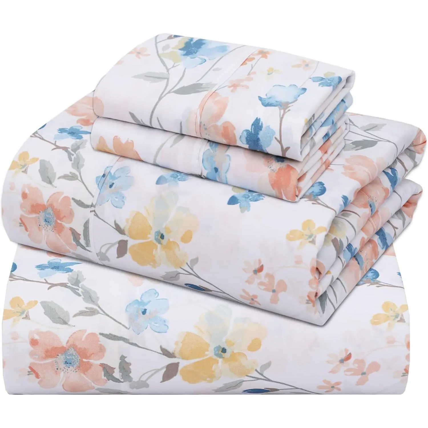 100% Cotton Queen Sheet Set - 4 Pcs Cooling Breathable Crisp Hotel-Style Bedding, 16" Deep Pocket, Lightweight Soft Durable for Hot Sleepers (Spring & Summer Use)