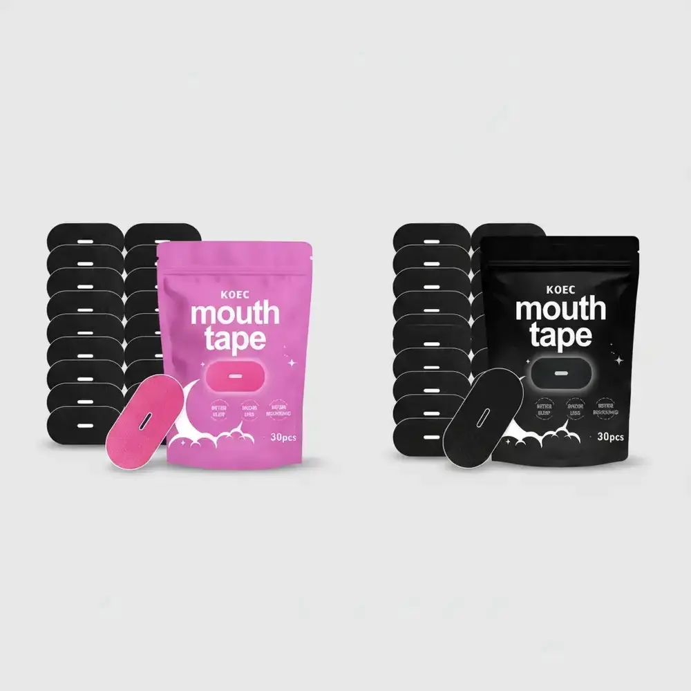 KOEC Sleep Mouth Tape Bundle, 30PCS Pink and 60PCS Black Breathable Fabric Strips with Jojoba Oil, Comfortable Body Care for Men and Women, 36-Month Shelf Life