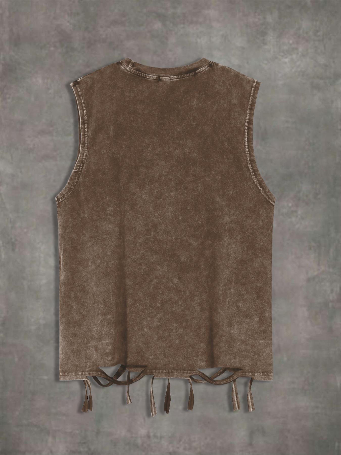 Men's Graphic Print Tank Top, Casual Street Sleeveless Round Neck Top for Summer, Men's Clothes for Daily Wear, Sleeveless Tank Tops, Cotton