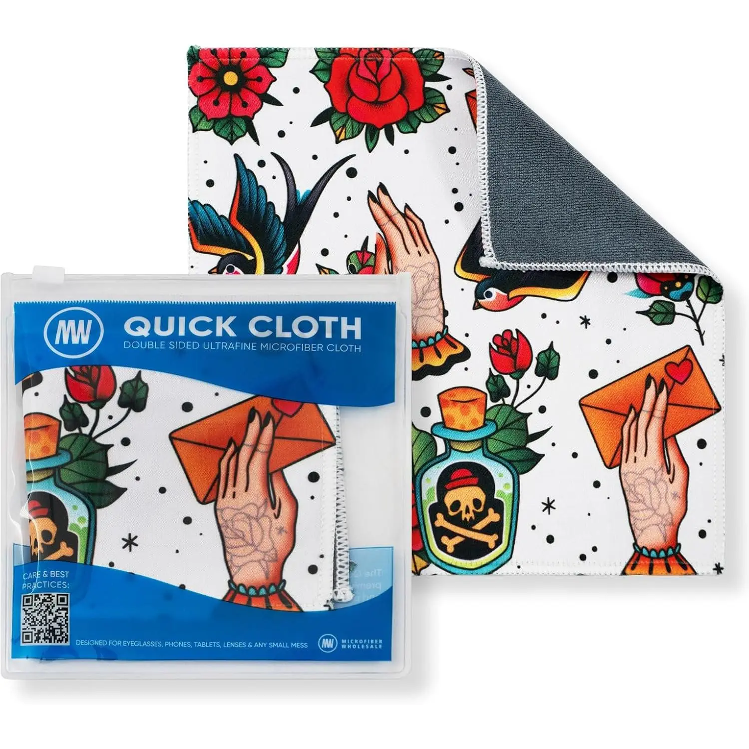 Quick Cloth Glasses Cleaning Cloths 8x8  1-Pack | with Case | Double-Sided Lens Cleaner for Eyeglasses, Camera, Screens & Glass |   Glass Polishing Cloths
