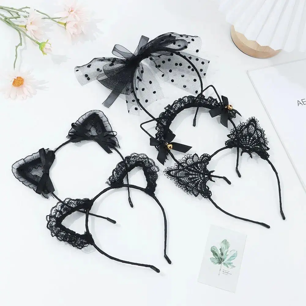 Cute Lace Black Cat Ears Headband for Women Girls, Sexy Lovely Cosplay Hair Hoop, Decorative Party Hair Accessories Perfect for Halloween Costume, Theme Parties, Cosplay Events, Photo Shoots, Daily Dress Up & Holiday Events