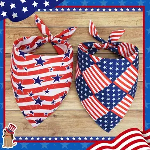 2 Pack 4th of July Dog Bandanas, Deluxe Pup Bandana, dog bandanas, american flag bandana, patriotic dog bandana, memorial day dog bandana, dog scarf, Holiday Accessories for Small, Medium, Large Dogs & Cats, American Flag & Star