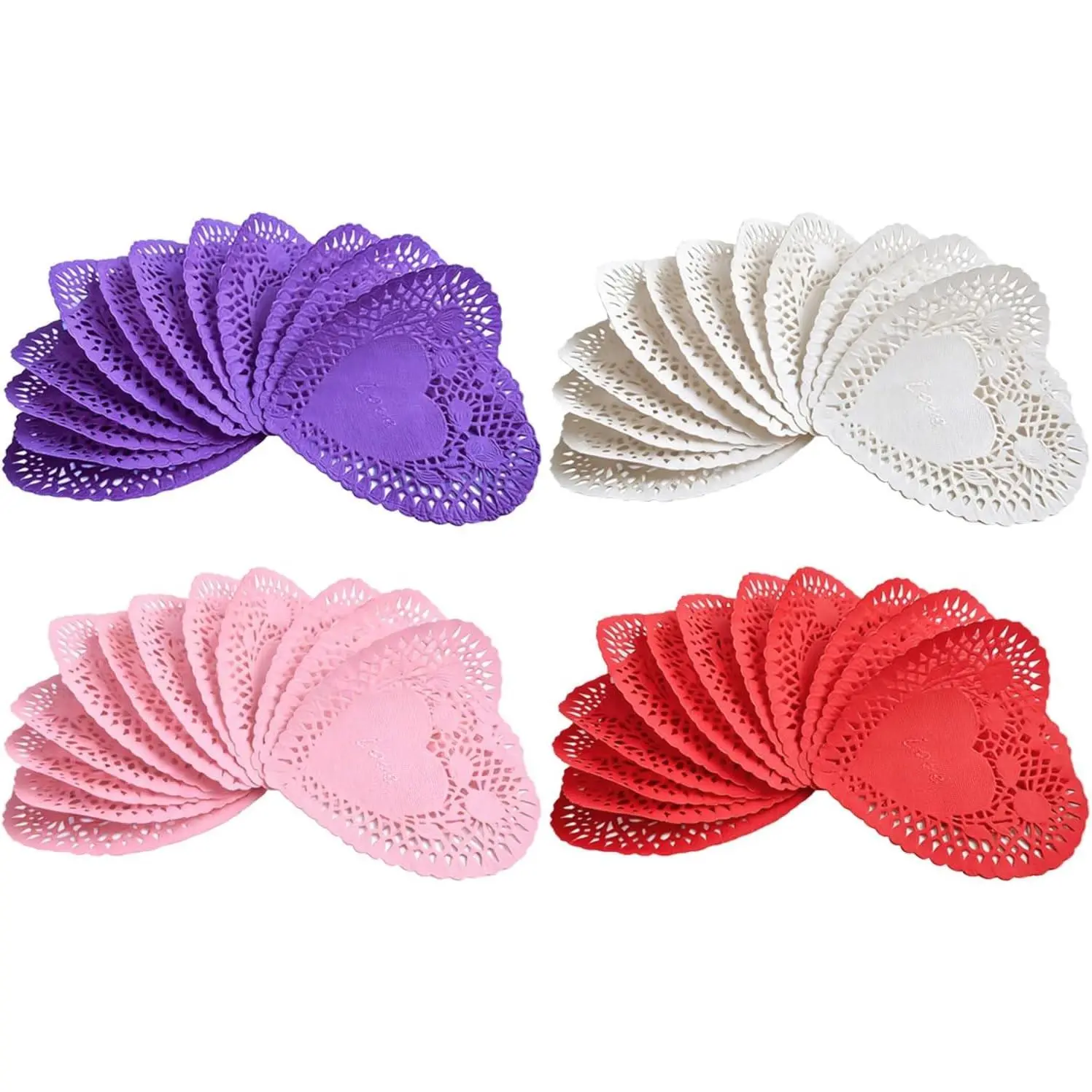120 Pcs 8 Inch Heart Shaped Lace Paper Doilies for Valentines Crafts Wedding Birthday Decoration