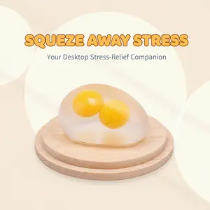Double yellow egg transparent jelly pinch music, home desktop leisure decompression toy, office fish soft glue vent ornament