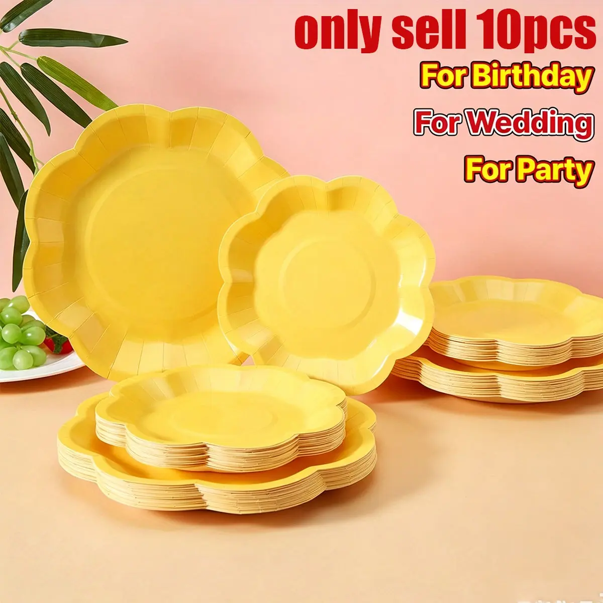 10-Piece Party Tableware Set, Petal-Shaped Paper Plates, Disposable Party Supplies, Ideal for Birthday, Wedding, Picnic, Halloween