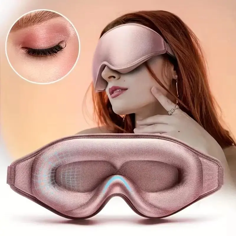 3D Contoured Sleep Mask Blackout Eye Cover Lash Extension Friendly Memory Foam Blindfold Zero Pressure Night Sleeping Shading Eyemask for Travel