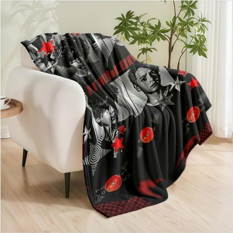 1 piece Trueblood Band Black, White, and Red Style Photo Collection themed flannel blanket - Modern-style flannel blanket, suitable for sofas and beds, all-season use, super soft and comfortable, digital printing, 100% polyester material, machine birthday 1 piece Trueblood Band Black, White, and Red Style Photo Collection themed flannel blanket - Modern-style flannel blanket, suitable for sofas and beds, all-season use, super soft and comfortable, digital printing, 100% polyester material, machine birthday